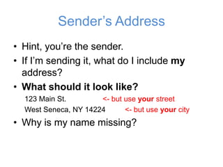 Sender Address Example E4 business letter | PPTX