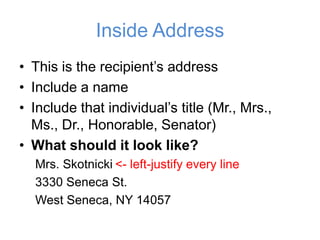 Ms In Letter E4 business letter | PPTX