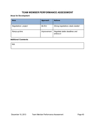 Member Performances Examples Arrow Consulting PMP | DOCX