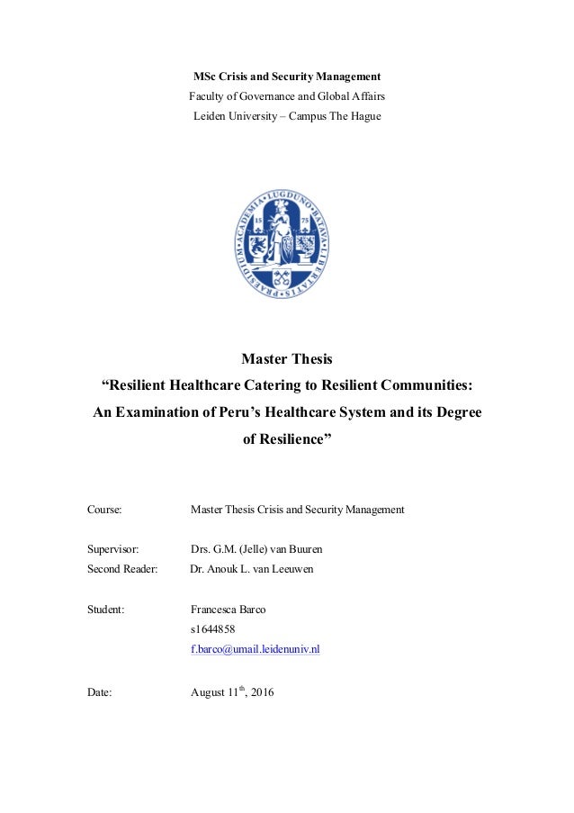 Master thesis crisis management