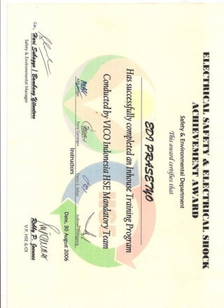 Electrical Safety and Electrical Shock Training Certificated