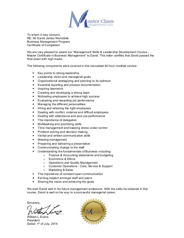 certification recommendation letter certification reference letter mr david wendolek certification recommendation letter certification reference letter mr david wendolek
