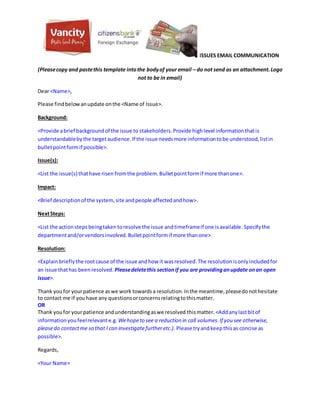 Issues Email Communication Template | PDF