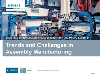 Unrestricted © Siemens AG 2014
Page 6
LOGOEX
Trends and Challenges in
Assembly Manufacturing
Essentials for Excellence: Industrial Machinery and Heavy Equipment
 