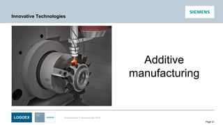 LOGOEX Unrestricted © Siemens AG 2016
Page 21
Additive
manufacturing
Innovative Technologies
 