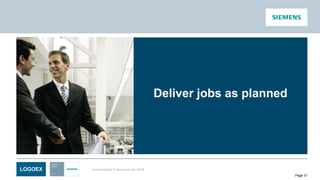 LOGOEX Unrestricted © Siemens AG 2016
Page 31
Deliver jobs as planned
 