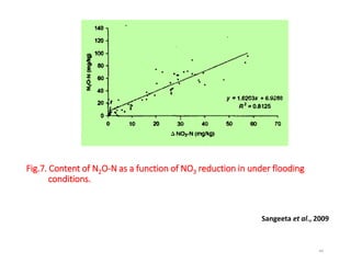 Fig.7. Content of N2O-N as a function of NO3 reduction in under flooding
conditions.
Sangeeta et al., 2009
44
 