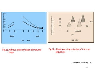 Fig.11. Nitrous oxide emission at maturity
stage.
Fig.12. Global warming potential of the crop
sequence.
Suborna et al., 2015
48
 