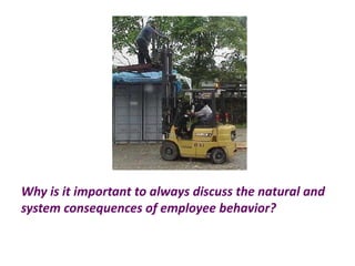 Why is it important to always discuss the natural and
system consequences of employee behavior?
 