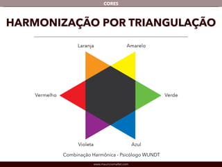 www.mauriciomallet.com
CORES
Combinação Harmônica - Psicólogo WUNDT
HARMONIZAÇÃO POR TRIANGULAÇÃO
 