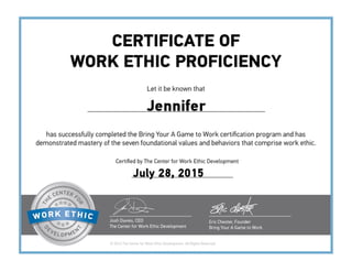 work ethic certification