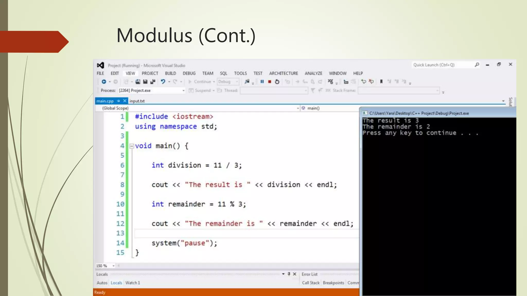 Modulus (Cont.)
Presented by TA. Nada Kamel
 