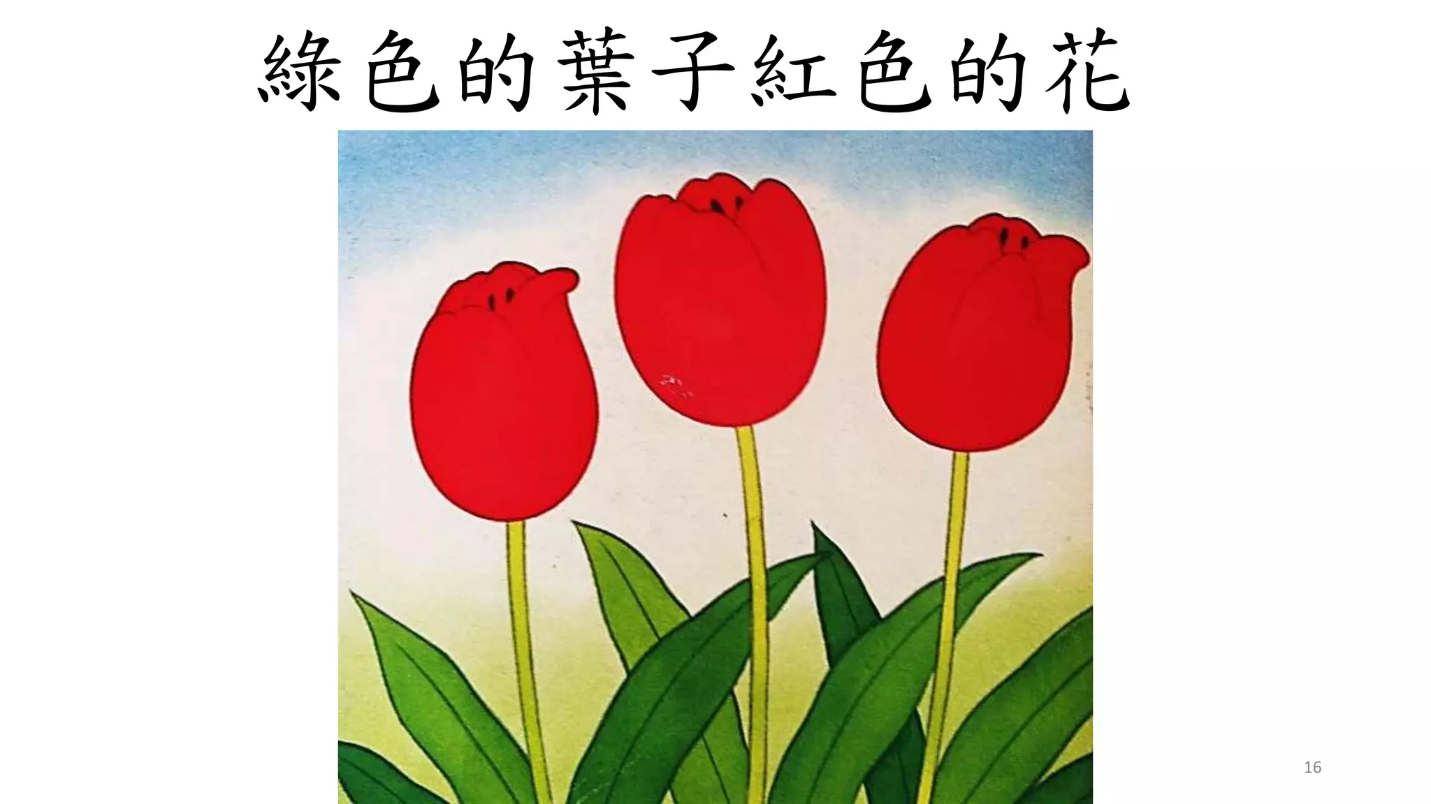 16
綠色的葉子紅色的花
 