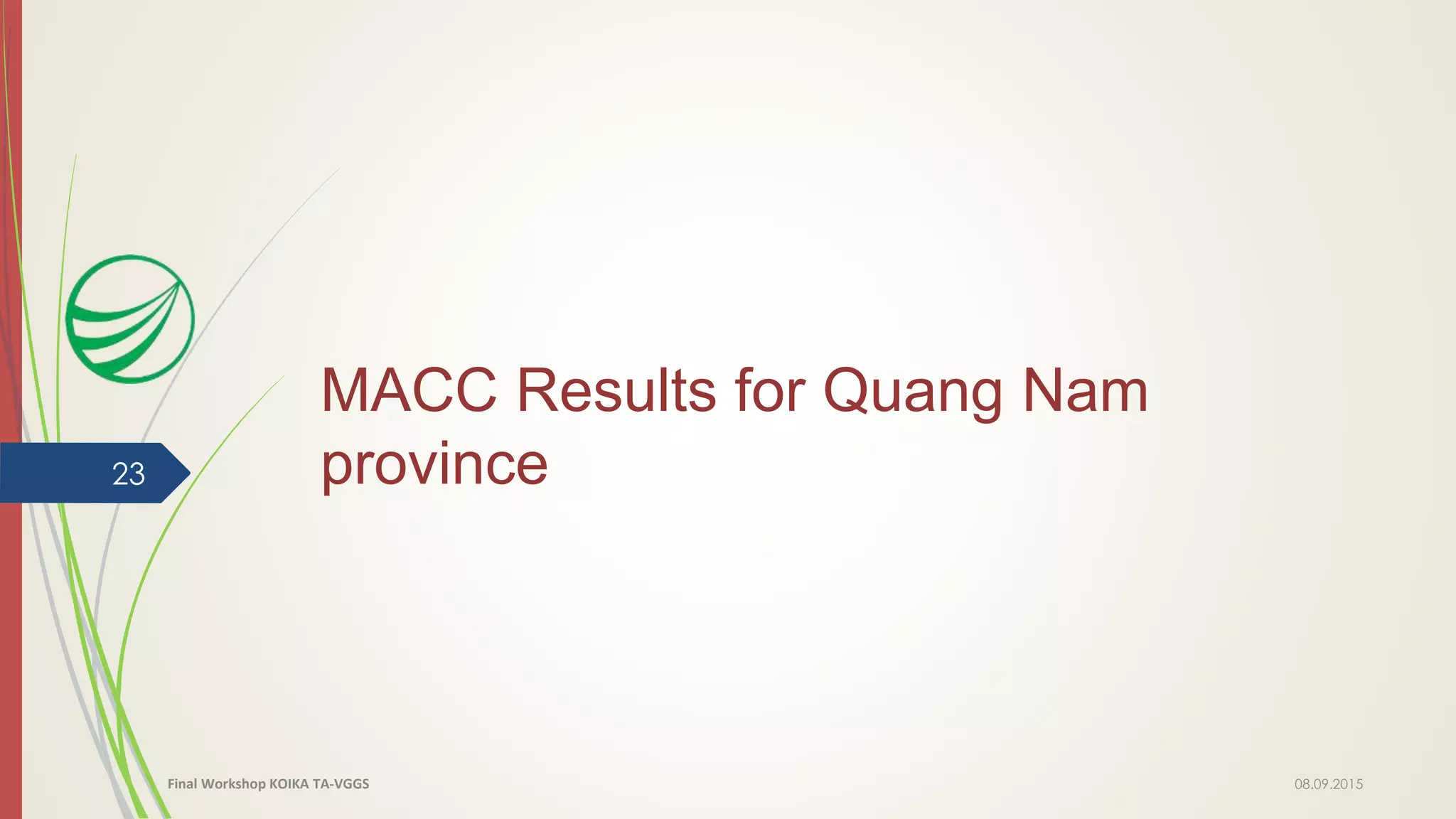 MACC Results for Quang Nam
province
08.09.2015
23
Final Workshop KOIKA TA-VGGS
 