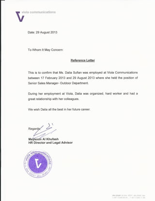 Reference Letter from VIOLA