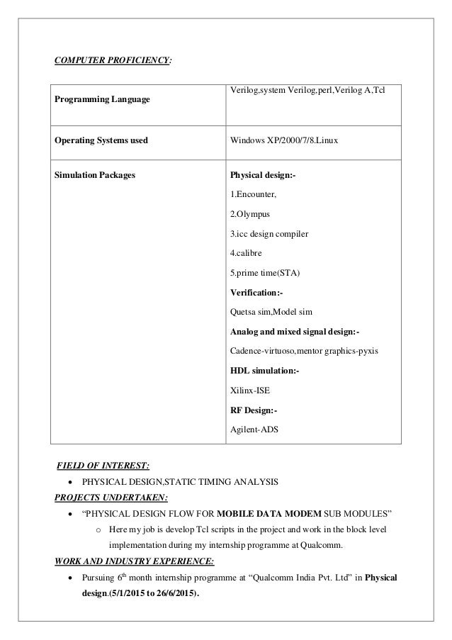 interest in a resume