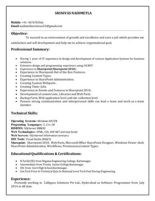 SharePoint Developer 1Yr Exp | DOCX