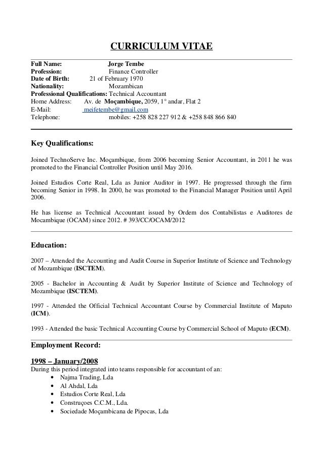 CV JorgeTembe_2016_Eng