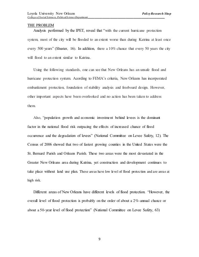 Essay on hurricane katrina