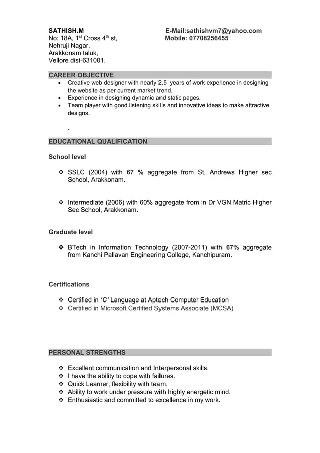 Web Designer Resume DOC Web designer resume doc