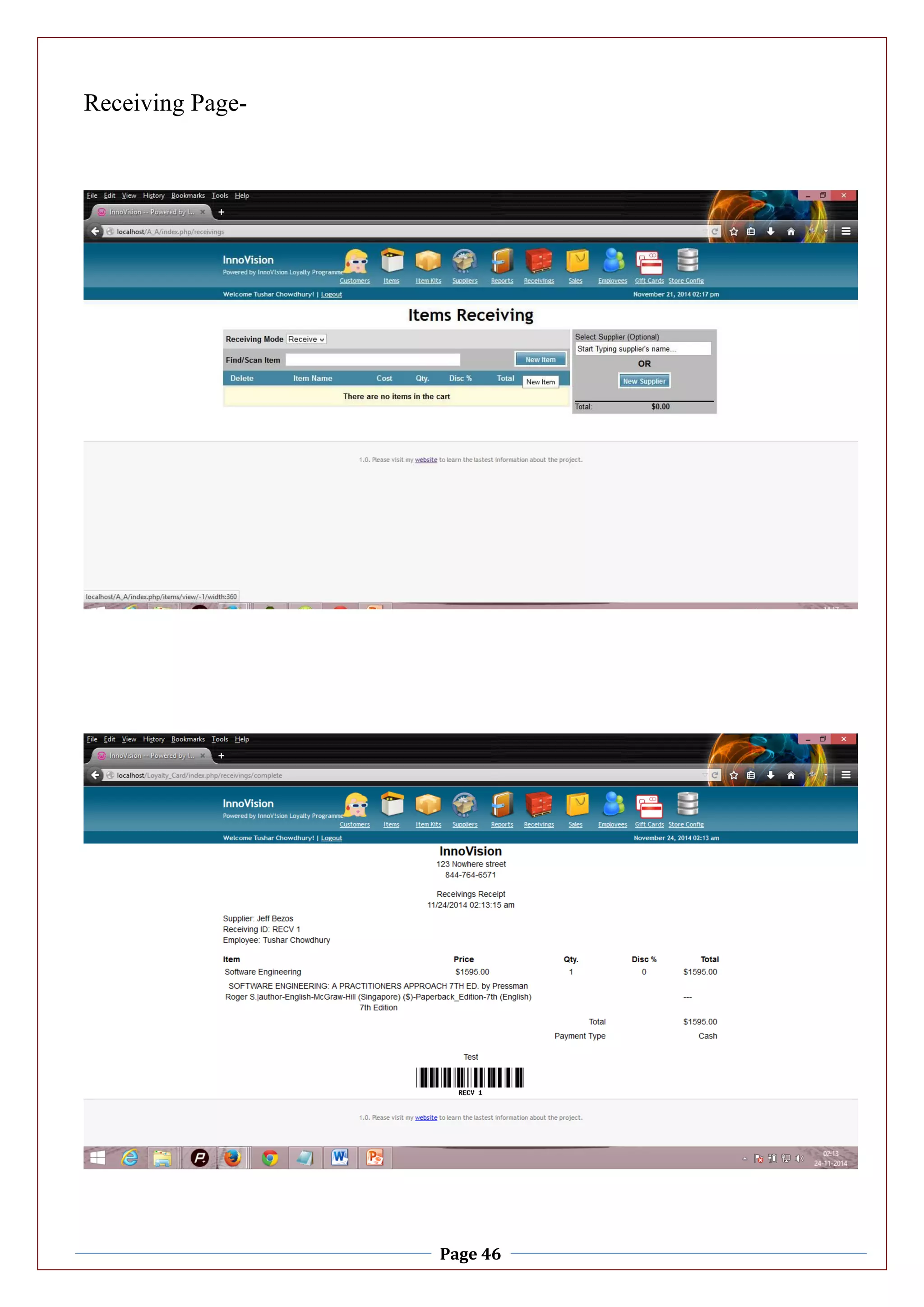 Page 46
Receiving Page-
 