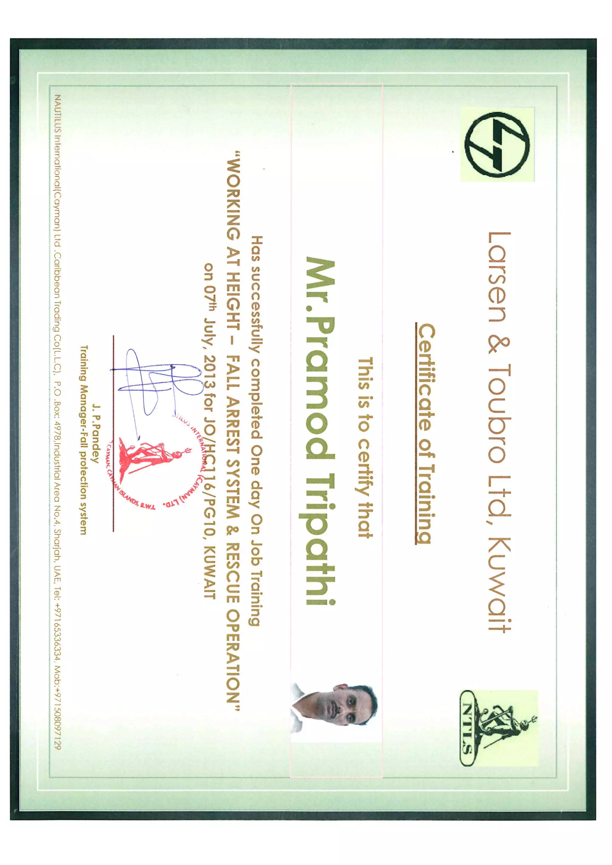 Safety Training Kuwait L&T PDF