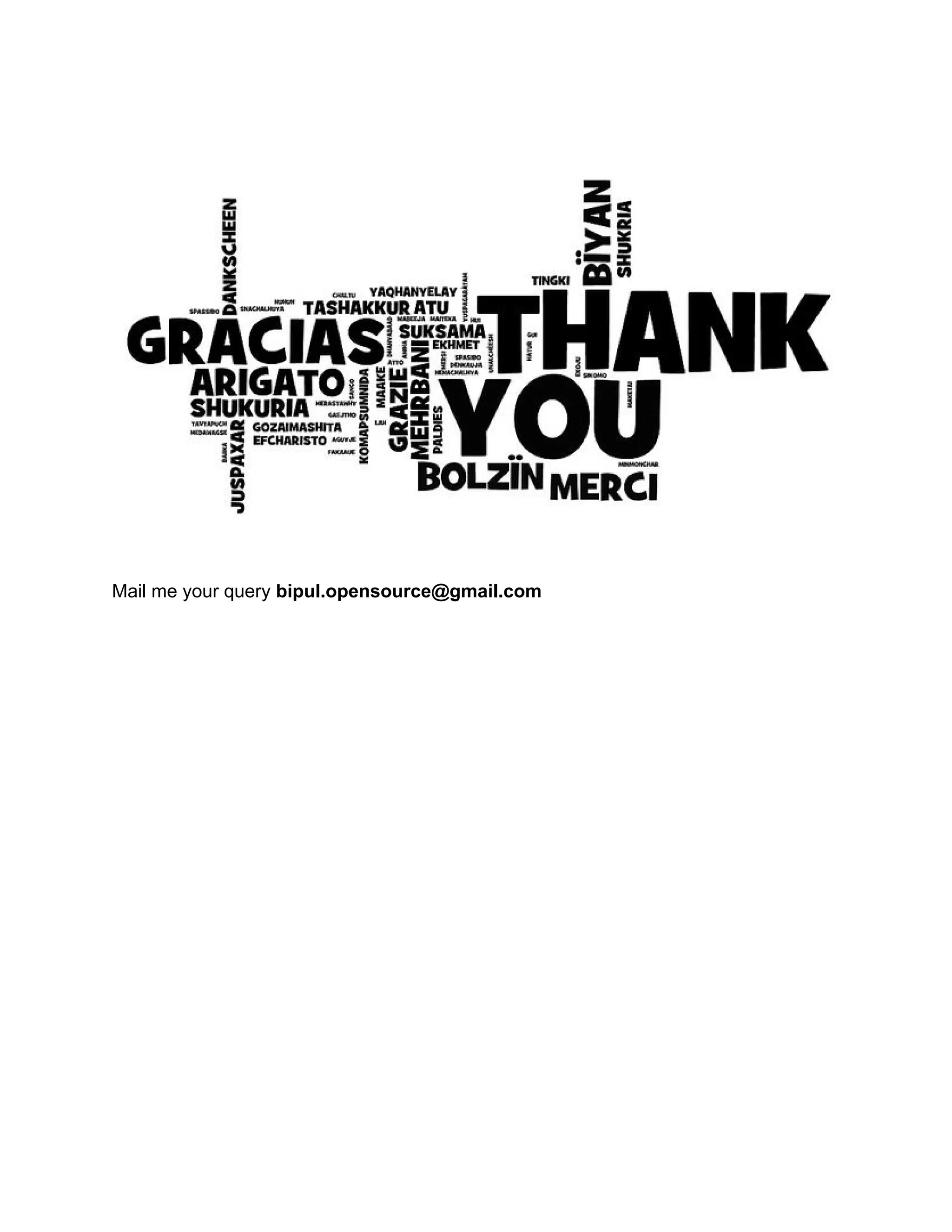  
Mail me your query​ bipul.opensource@gmail.com 
 
 
 
 
 
 
 
 
 
 
 
 