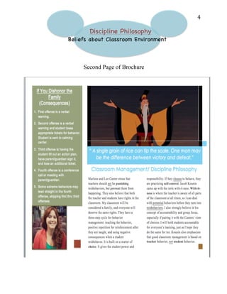   4	
  
Discipline Philosophy
Beliefs about Classroom Environment
Second Page of Brochure
 