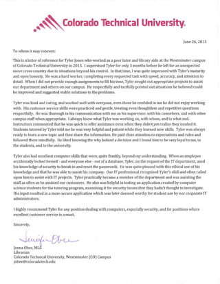CTU Reference Letter