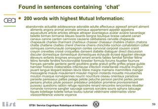 59DTSI / Service Cognitique Robotique et Interaction
Found in sentences containing ‘chat’
200 words with highest Mutual Information:
abandonnés actualité adolescence adorable adulte affectueux agressif aimant aliment
aliments angora animal animale animaux appartement appeler appelons
aquaculture article articles attrape attraper avantageux avatar aviaire bavardage
belette birman birmanie bleues boards borgne boutique braise cabaret canari
canaux canine canton carnivore causerie célibataires cervelle chapeaute
chapeauté charles charmant chartreux chasser chasseur chatière chaton chatons
chatte chatterie chattes chenil chienne chiens chinchilla cochon cohabitation collier
comiques communauté compagnon contes convivial corporel coussin craint
crayon crevettes croisé croquettes dansent diabète dialoguer direct discussion
discuter domestique domestiqué domestiques échaudé écrasé égyptien élevage
éleveurs enfants énigmes envoyant errant errants fables familial familier féline
félins femelle fenêtre fonctionnalité forestier formula forums fouetter fourrure
français gamelle garderie gentil gouttière gratte gratuit griffe griffes grippe guilde
hamster histoire indésirables infectieuse infection instantanée insuline irruption
jouant langue léopard lesbien lièvre litière maigre mamans mammifère manger
messagerie miaule miaulement miauler mignon motards mouette moustaches
mouton musique norvégiennes nourrir nourriture oiseau orientaux paradoxe
parasite paresseux pattes pelage pelote peluche pension perché perles persan
persans photos pilule poisson prédateur prédation promène provisoirement
puissiez questions rabbin refuge rejoindre renard rencontre rencontres réveiller
romande ronronne sanglier sauvage siamois sorcière souris sphynx tatouage
tiques toilettage toilette tortue toutou tutorial vétérinaire vétérinaires vibrer
visioconférence voisine voyance
 
