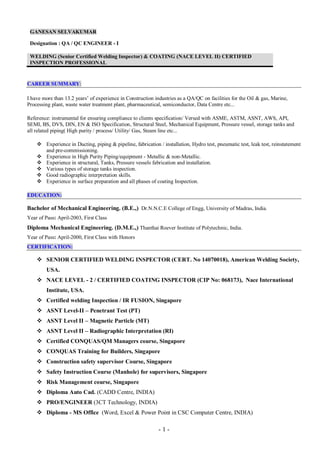 Ganesan Selvakumar CV 151116_M+W | PDF