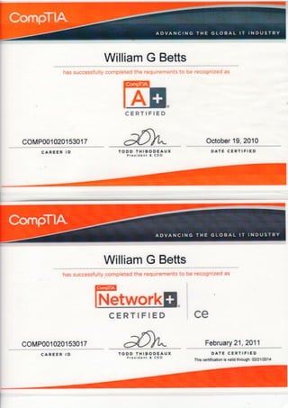 A+ and N+ Certificates