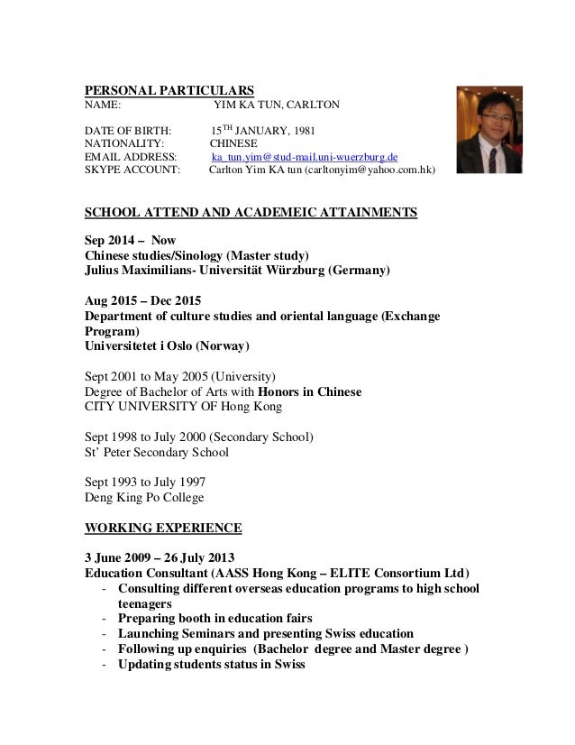 carlton yim ka tun cv education