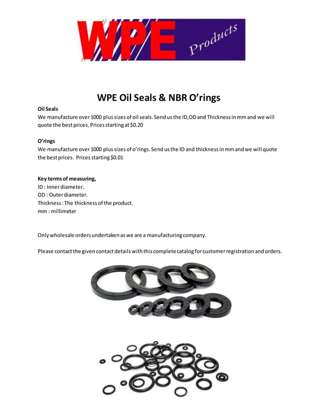 WPE Orings and Oil Seals PDF