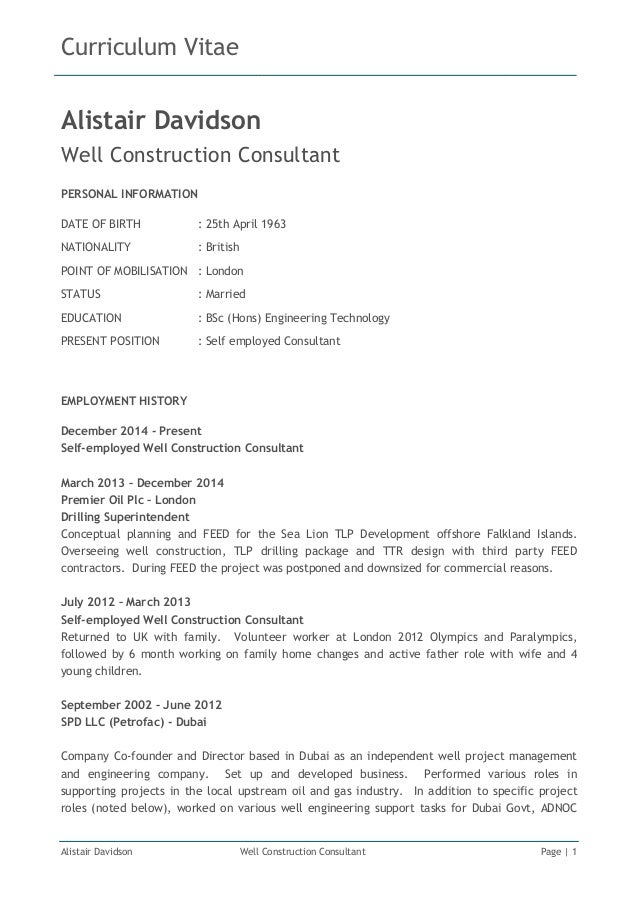 A Davidson Cv December 2014