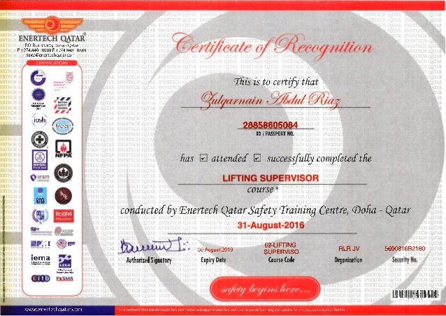 Lifting Supervisor Certificate