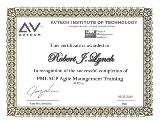 Robert Lynch - PMI-ACP Agile Training