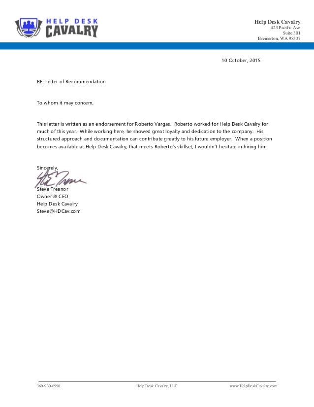 Letter of recommendation help