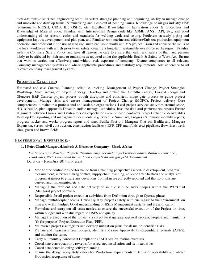 resume projects engineer planner project services 2 2 638