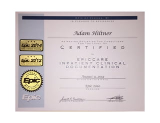 EpicCare Inpatient Clinical Documentation Certification