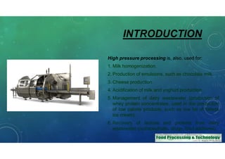 The application of high pressure processing in dairy industry ...