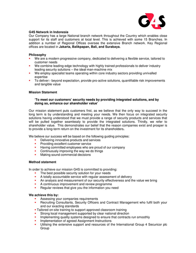 G4S Security Services Company Profile G4S PDF