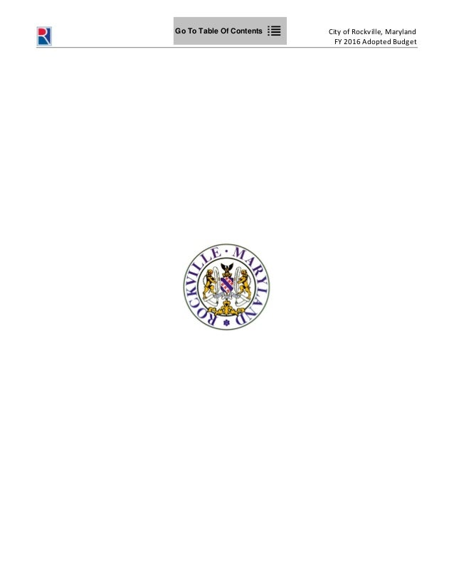 Rockville Md Fy 2016 Adoptd Budget