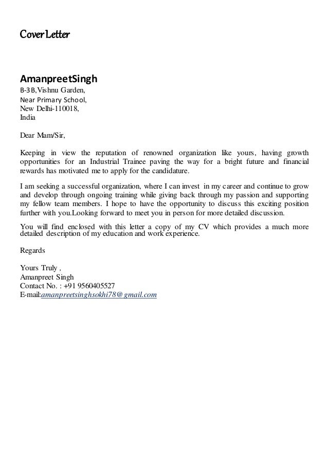 cv for industrial training cover letter cvs