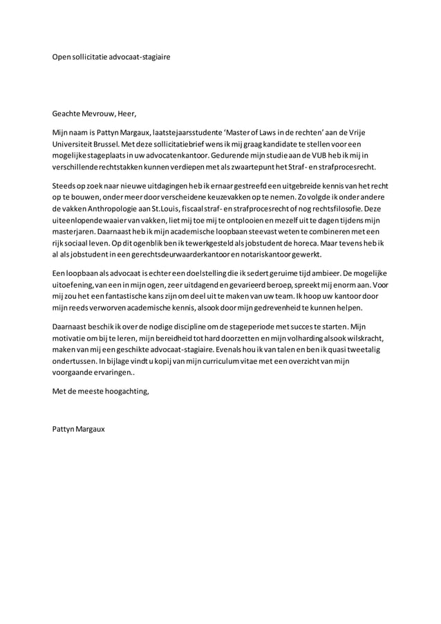 Open sollicitatie Motivatiebrief | PDF