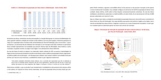 54 55
põem 94.831 indivíduos, segundo o Censo/IBGE (2013), 61.621 pessoas ou não possuem instrução ou têm apenas
o ensino fundamental incompleto. Essa condição configura um percentual de 64,9% da população de idosos nessa
condição. Destes últimos, 10,5% estão na faixa daqueles socioeconomicamente vulneráveis. No caso dos idosos
analfabetos e beneficiários cadastrados no CadÚnico/MDS, em Santo André, há um percentual de 4,5% das 30.080
pessoas cadastradas com mais de 15 anos.
Veja-se o Mapa 4 que indica a condição de escolaridade da população idosa (com mais de 60 anos) e vulnerável em
Santo André, por Área de Ponderação. Este mapa identifica que quanto mais próximo à região sul da cidade, mais o
nível de escolaridade dos idosos diminui, chegando a nenhuma ou o ensino fundamental incompleto. O nível supe-
rior completo pode ser observado apenas nas áreas mais centrais do município.
Mapa 4. Percentuais de instrução de população de baixa renda de idosos (> de 60 anos),
por Área de Ponderação - Santo André, 2013
Gráfico 11. Distribuição da população por faixa etária e alfabetização - Santo André, 2012
Fonte: Censo 2010/IBGE. Elaboração: DISE/SOPP/PSA
No tocante aos idosos, certamente uma das preocupações é a inserção desse grupo no universo da alfabetização com
vistas a garantir melhores condições de inclusão na vida cotidiana. Com essa preocupação, o Panorama apresenta um
mapa com a população idosa e de baixa renda, territorializado por Área de Ponderação, para o ano de 2013. É possí-
vel observar um percentual alto de indivíduos sem instrução ou com instrução muito baixa. Destacam-se percentuais
dessa condição especialmente nas localidades que possuem diversos tipos de dificuldades: áreas lindeiras a outros
municípios, ocupações recentes, em alguns casos ilegais e com planejamento urbano deficiente.
No caso dos idosos há ainda um aspecto a ser observado. Desde a década de 1970, se associou a aprendizagem da
língua escrita ao processo de tomada de consciência dos direitos sociais e políticos da população carente, organizaram-
se políticas públicas de escolarização – com destaque para o Mobral. Estes visavam mobilizar comunidades locais para
eliminar, por meio de cursos intensivos, o analfabetismo adulto no país. Segundo Schwartzman:
“não existem avaliações sistemáticas destes esforços, mas a conclusão dos especialistas que têm se dedicado ao
tema é que os resultados destas campanhas não são muito significativos, sobretudo pelo fato de que a maioria dos
adultos que passam por estes programas não chegam a incorporar a leitura e a escrita em sua vida cotidiana”33
.
Diante dessa condição, o que se percebe é que residualmente o analfabetismo está presente entre pessoas velhas
e mais pobres, em especial em áreas menos urbanizadas. Do total da população idosa de Santo André que com-
33
SCHWARTZMAN, 2006, p. 11.
Fonte: Microdados da Amostra - Censo 2010 / IBGE. Elaboração: DISE/SOPP/PSA.
5 anos
4.390
3.683
6 a 10
4.469
38.445
11 a 14
333
38.381
15 a 17
102
28.759
18 a 23
687
66.535
24 a 29
519
72.145
30 a 44
3.072
157.372
45 a 59
3.554
126.441
≥ 60
anos
8.066
83.476
Não alfabetizado
Alfabetizado
Distribuição da população vulnerável
de idosos (60 anos ou mais) por Área de Ponderação (AP)
segundo nível de instrução - Santo André 2013
		
Departamento de Indicadores Sociais
e Econômicos/SOPP/PSA
		
Fonte dos Dados: Censo (IBGE), base 2010, estimativa 2013
AP Sem
instrução e
fundamental
incompleto
Fundamental
completo
e médio
incompleto
Médio
completo
e superior
incompleto
Superior
completo
Não
determi-
nado
Total
por
AP
1 58,2% 0,7% 20,2% 20,9% 0,0% 149
2 76,2% 0,0% 23,8% 0,0% 0,0% 245
3 57,7% 17,5% 13,5% 11,3% 0,0% 435
4 100,0% 0,0% 0,0% 0,0% 0,0% 262
5 45,2% 19,9% 19,6% 15,3% 0,0% 435
6 95,0% 0,0% 5,0% 0,0% 0,0% 348
7 96,4% 3,6% 0,0% 0,0% 0,0% 443
8 73,9% 12,3% 13,8% 0,0% 0,0% 170
9 78,5% 10,3% 11,2% 0,0% 0,0% 430
10 70,7% 10,2% 19,0% 0,0% 0,0% 425
11 95,0% 5,0% 0,0% 0,0% 0,0% 459
12 74,4% 11,5% 4,6% 9,4% 0,0% 530
13 0,0% 0,0% 0,0% 0,0% 0,0% 218
14 100,0% 0,0% 0,0% 0,0% 0,0% 164
15 88,6% 4,1% 7,3% 0,0% 0,0% 267
16 73,8% 26,2% 0,0% 0,0% 0,0% 402
17 80,3% 16,6% 3,0% 0,0% 0,0% 419
18 62,2% 16,5% 17,8% 3,5% 0,0% 635
19 71,7% 19,5% 8,8% 0,0% 0,0% 331
20 76,8% 23,2% 0,0% 0,0% 0,0% 111
21 70,6% 29,4% 0,0% 0,0% 0,0% 118
22 90,5% 9,5% 0,0% 0,0% 0,0% 721
23 75,0% 8,0% 8,2% 8,9% 0,0% 507
População Vulnerável de idosos
(60 anos ou mais) segundo o
nível de instrução
Área de Ponderação (AP)
%
Sem instrução e
fundamental incompleto
Fundamental completo e
médio incompleto
Médio completo e
superior incompleto
Superior completo
Não determinado
0 a 100
101 a 1.000
1.001 a 5.000
5.001 a 10.000
10.001 a 15.000
Acima de 15.000
Área Censitária/Bairros
Represa Billings
Legenda:
População Total
do Município
Total: 704.492 habitantes
 
