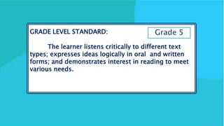English Grade 5 1st Quarter Week 1 Day 1 to 5 | PPTX