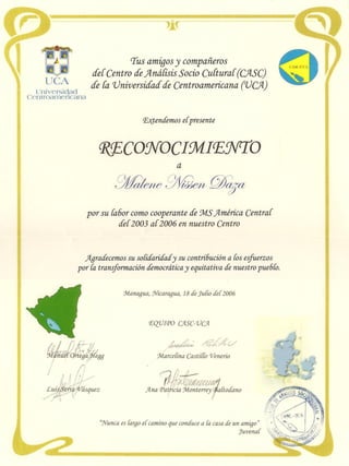 Recommendation Malene CASC-UCA