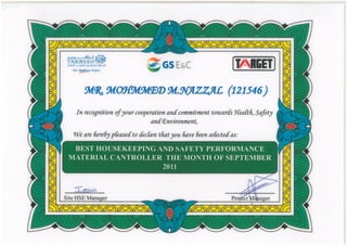 RRE2 - Certficate of Commitment of HSE for Mr. Mohamed Nazzal