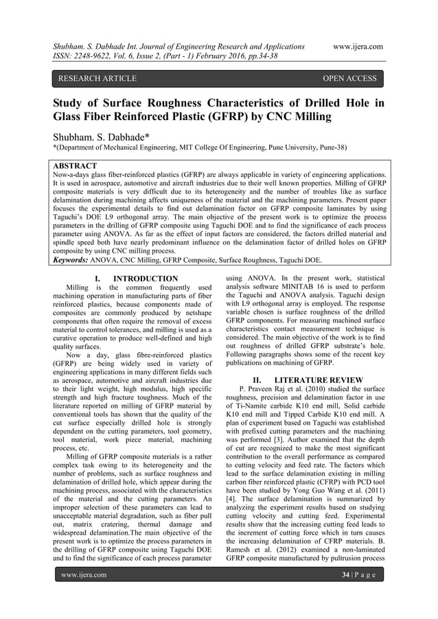 Study of Surface Roughness Characteristics of Drilled Hole in Glass
